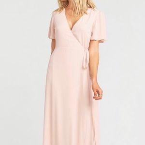 Show Me Your Mumu Noelle Maxi Wrap Dress dusty light pink XL